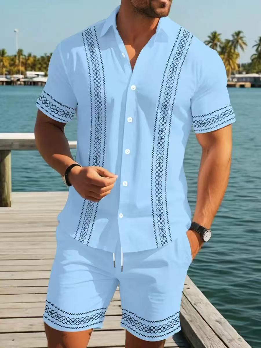 2026 New Arrivals: Striped Collared Shirt and Shorts Set