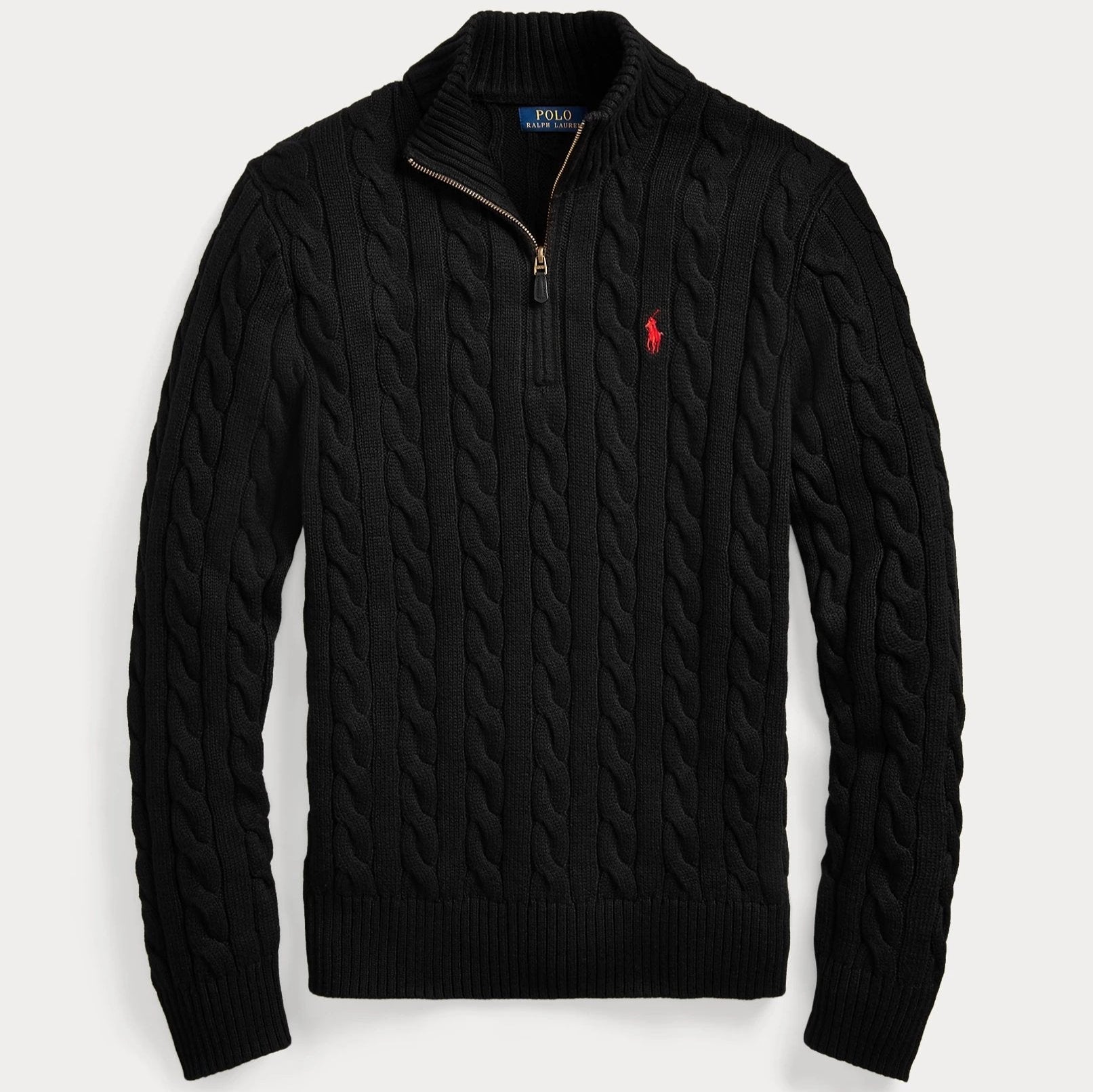 Polo Embroidered Quarter Zipper Knit Sweater