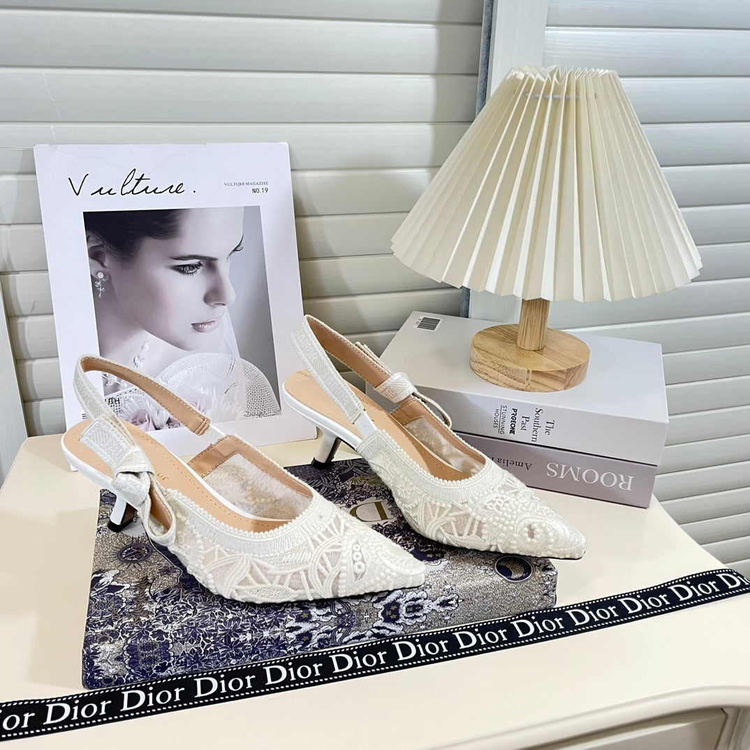 DR New Embroidery Mesh Upper High Heeled Shoes