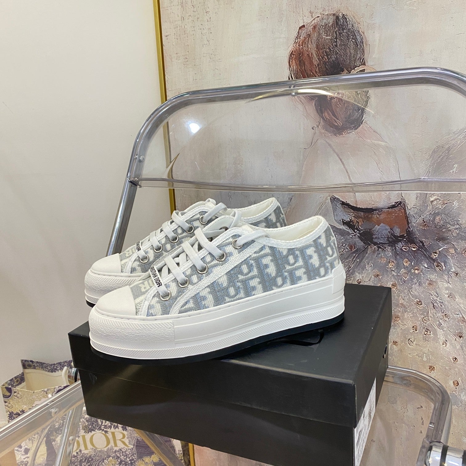 DIO*New muffin thick bottom embroidered canvas shoes