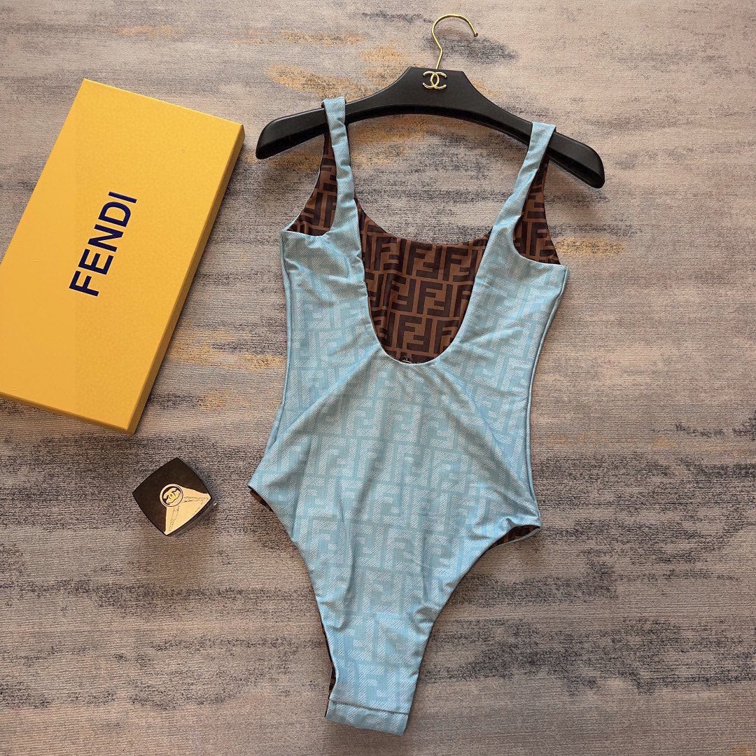 FD Alphabet print one-piece swimsuit