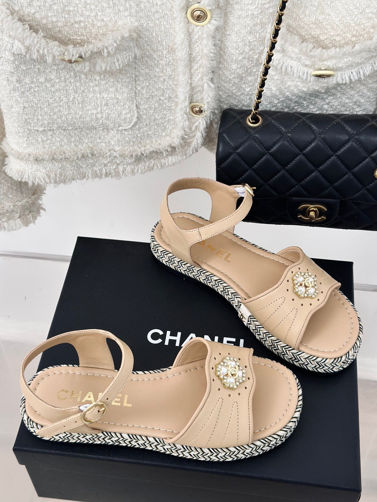 CHA* 24 new hemp rope sole sandals 1:1 VIP