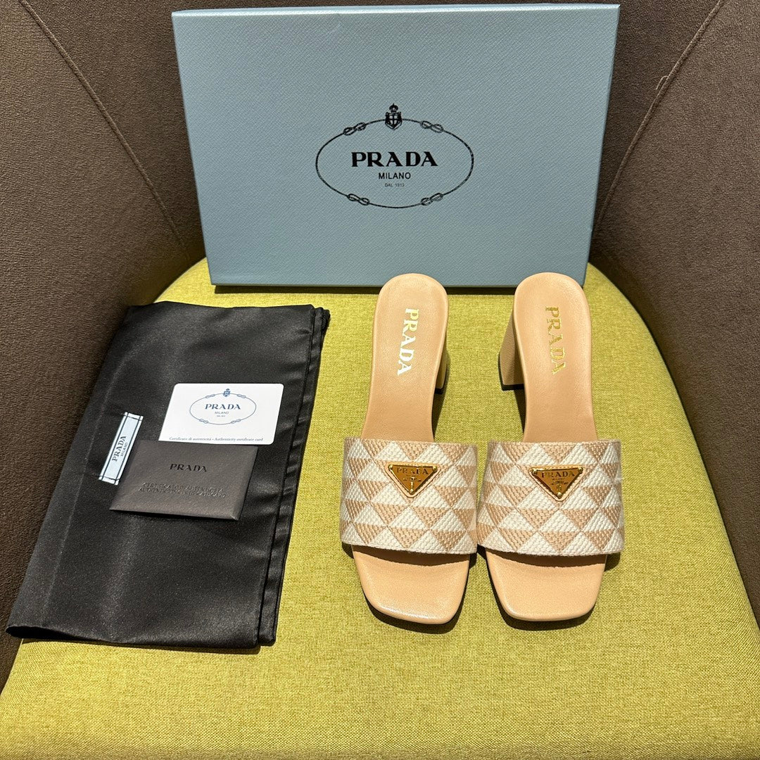 Pra* 24 new products spliced high-heeled slippers 1:1 VIP