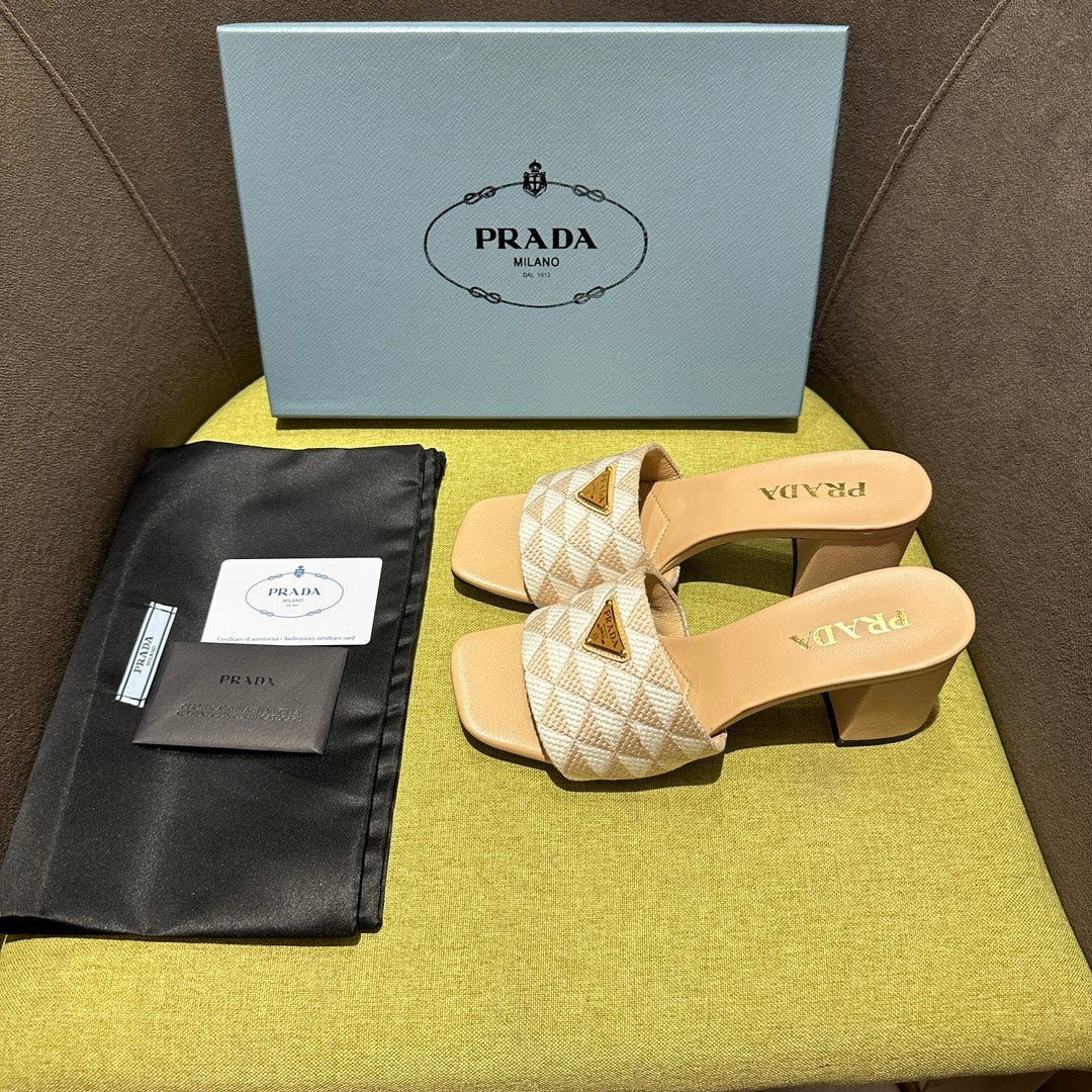 Pra* 24 new products spliced high-heeled slippers 1:1 VIP