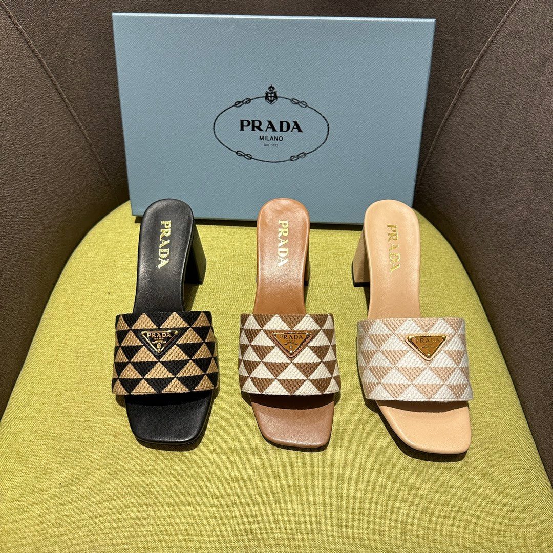 Pra* 24 new products spliced high-heeled slippers 1:1 VIP