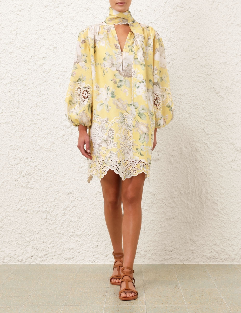 ZIMMERM* Hollow embroidery neckline dress