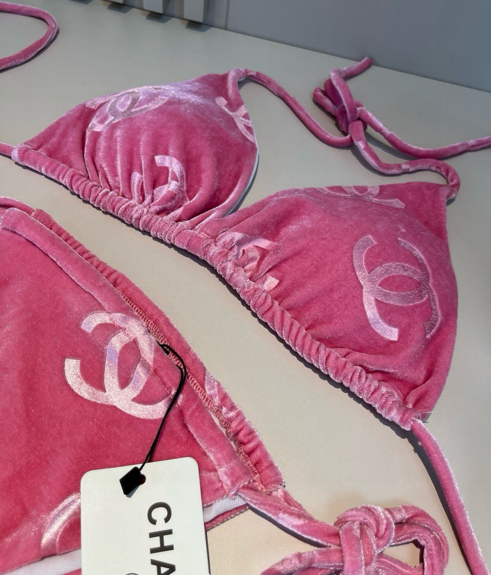 CHAN* 25SS Corduroy Bikini Three-Piece Set