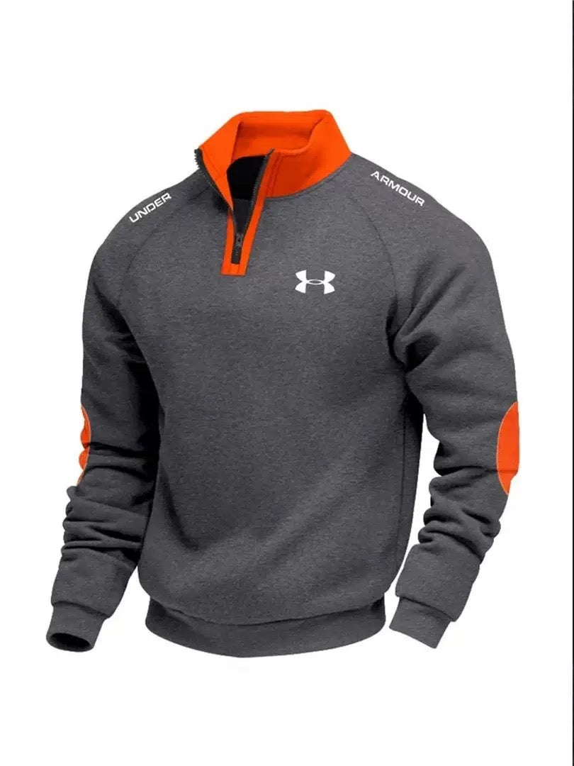 Men's high-neck half-zip fleece sweatshirt