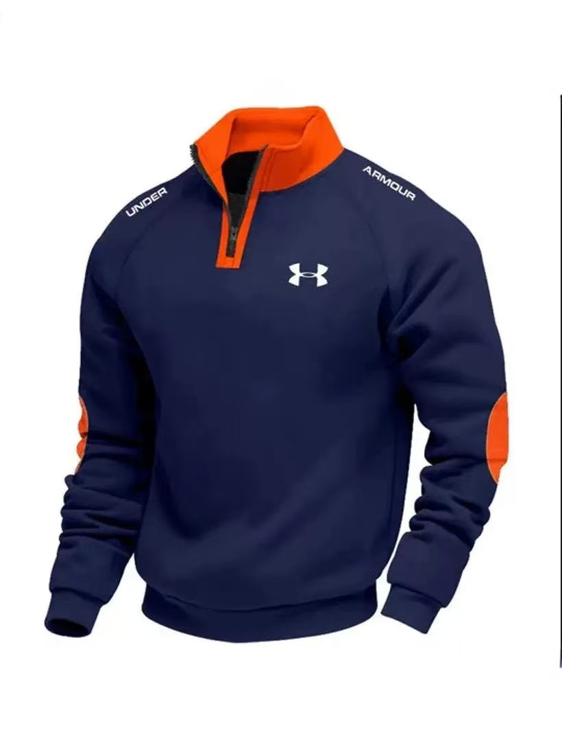 Men's high-neck half-zip fleece sweatshirt