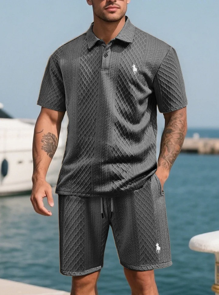 Men’s Jacquard Polo & Shorts Set