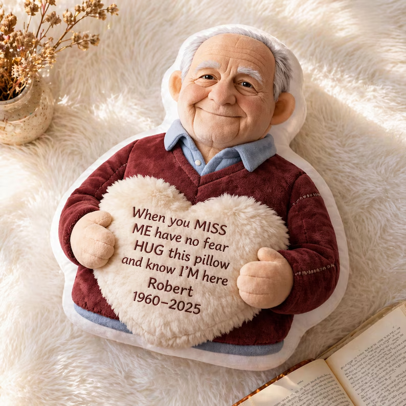 Custom From Photo - When You Miss Me - Personalized Memorial Faux Fur Shaped Pillow