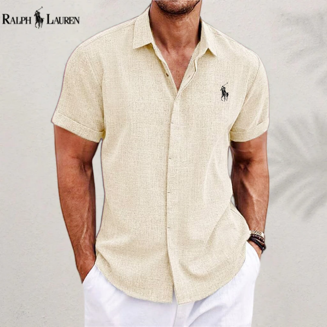 2026 Men's Linen Shirts Short Sleeve Casual Shirts Button Down Shirt for Men Beach Summer Shirt