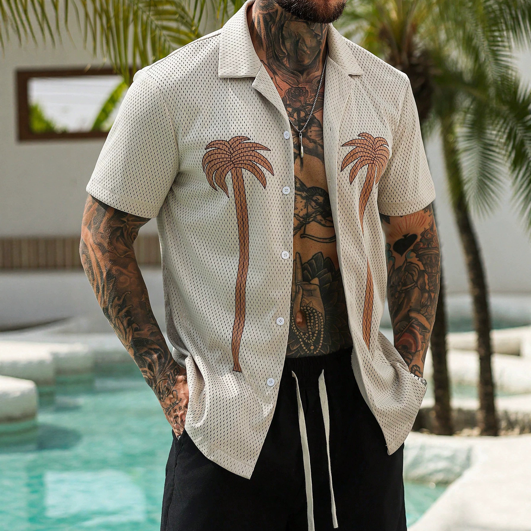 Men's Short-Sleeve Printed Breathable Shirt