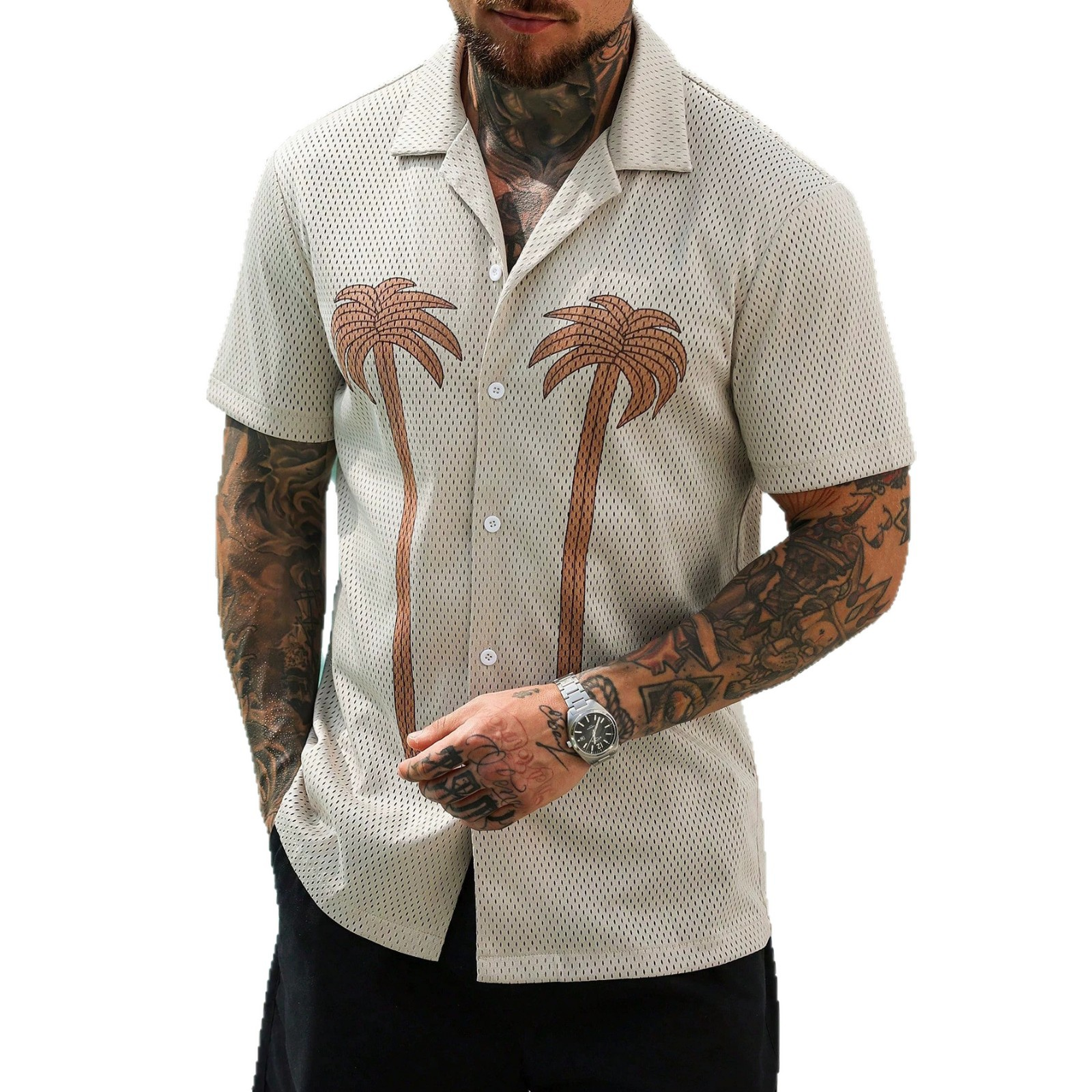 Men's Short-Sleeve Printed Breathable Shirt