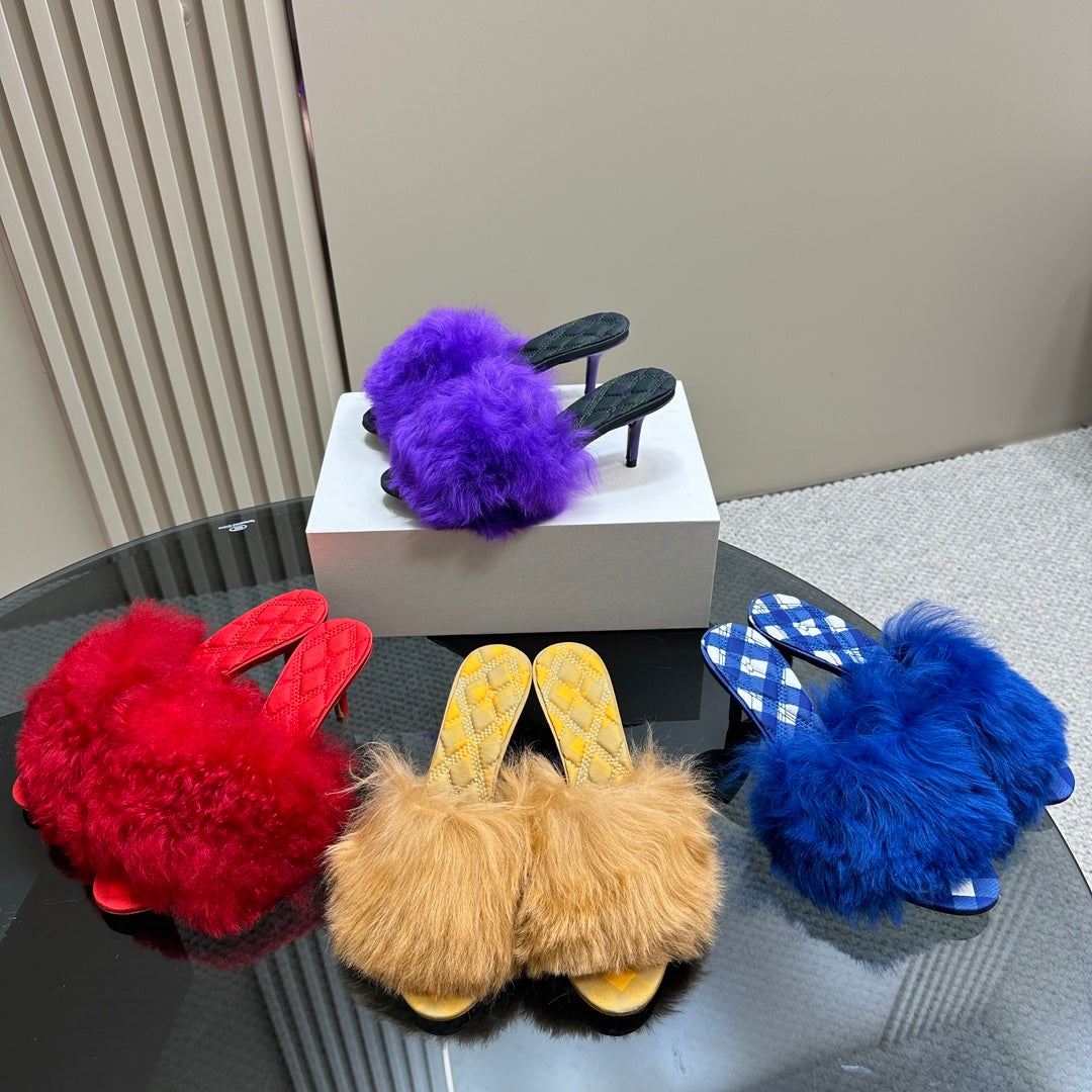 C New long plush sheepskin mules top quality 1:1 VIP
